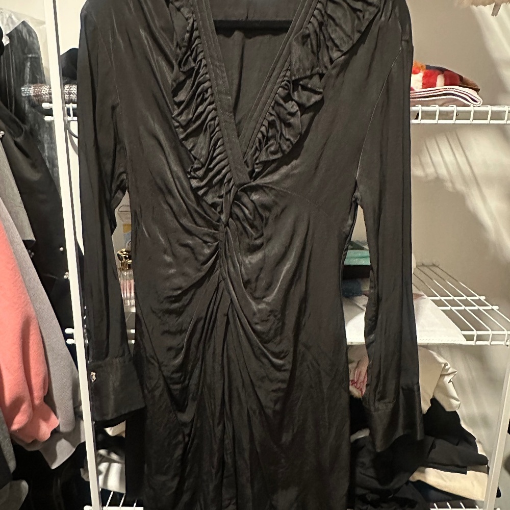 Sandro Black Size L Long Sleeve Women Short Mini Dress